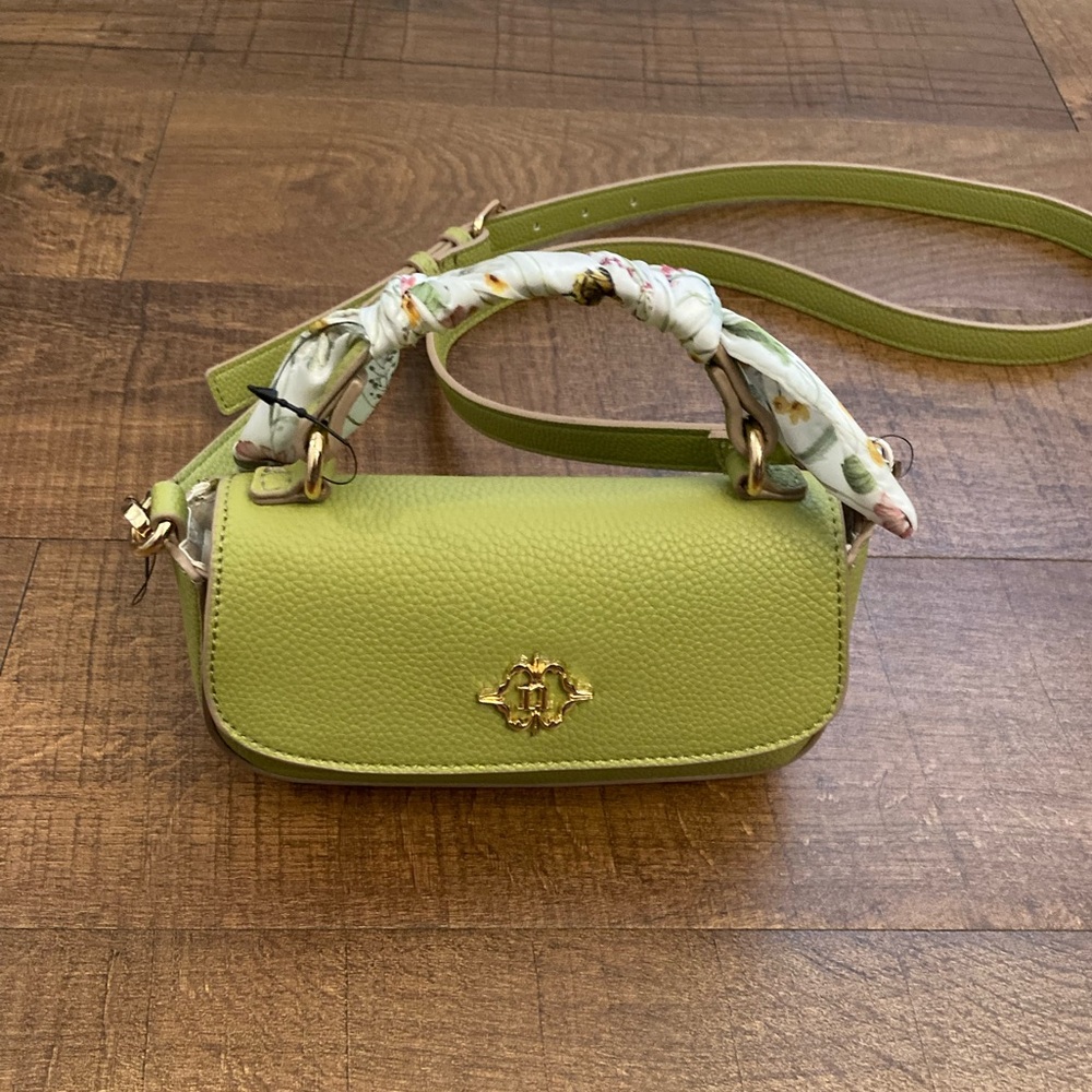 Nanette Lepore NWT Green Mini Top-Handle Crossbody Purse with Scarf Detail